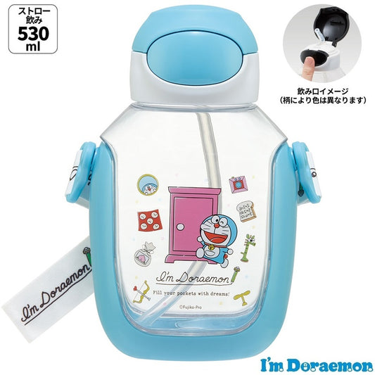 Japan Skater Heat-resistant Resin Doraemon Children Students Straw Cup Large Capacity Water Bottle 530ml