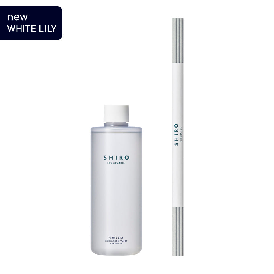 Japan SHIRO Room Fragrance Set Diffuser Bottle / 300ml Replacement  Fragrance Oil with Diffuser Stick (Soap Scent/White Tea/Lily/Golden Raspberry)