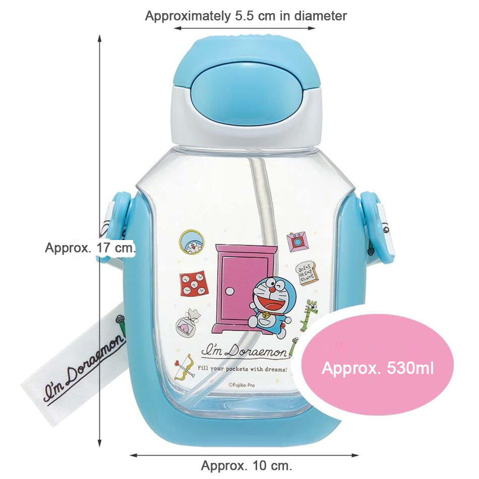 Japan Skater Heat-resistant Resin Doraemon Children Students Straw Cup Large Capacity Water Bottle 530ml