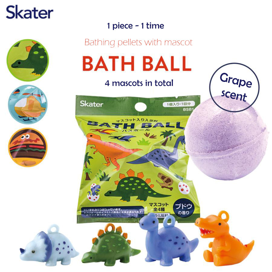 Japan Skater Toys Bath Ball, Soaking Ball, Dissolved with Toys Floating Out【 Dinosaurs】Grape scent