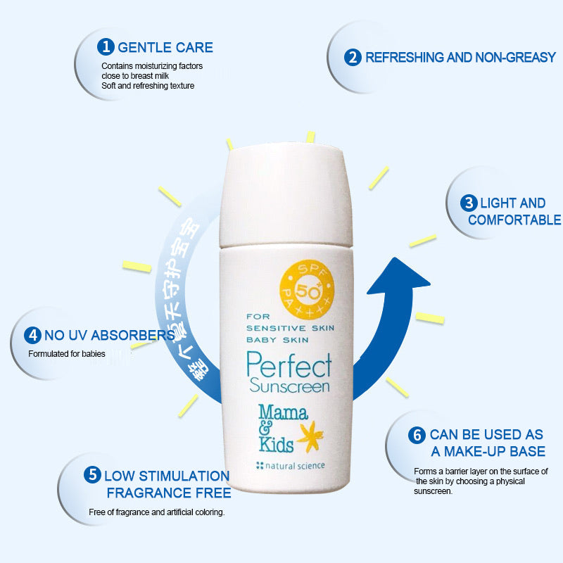 Japan Mama & Kids UV Sunscreen Lotion, Baby Moisturizing Sunscreen UV Cream SPF50 50g