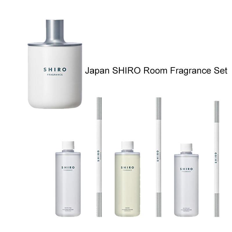 Japan SHIRO Room Fragrance Set Diffuser Bottle / 300ml Replacement  Fragrance Oil with Diffuser Stick (Soap Scent/White Tea/Lily/Golden Raspberry)