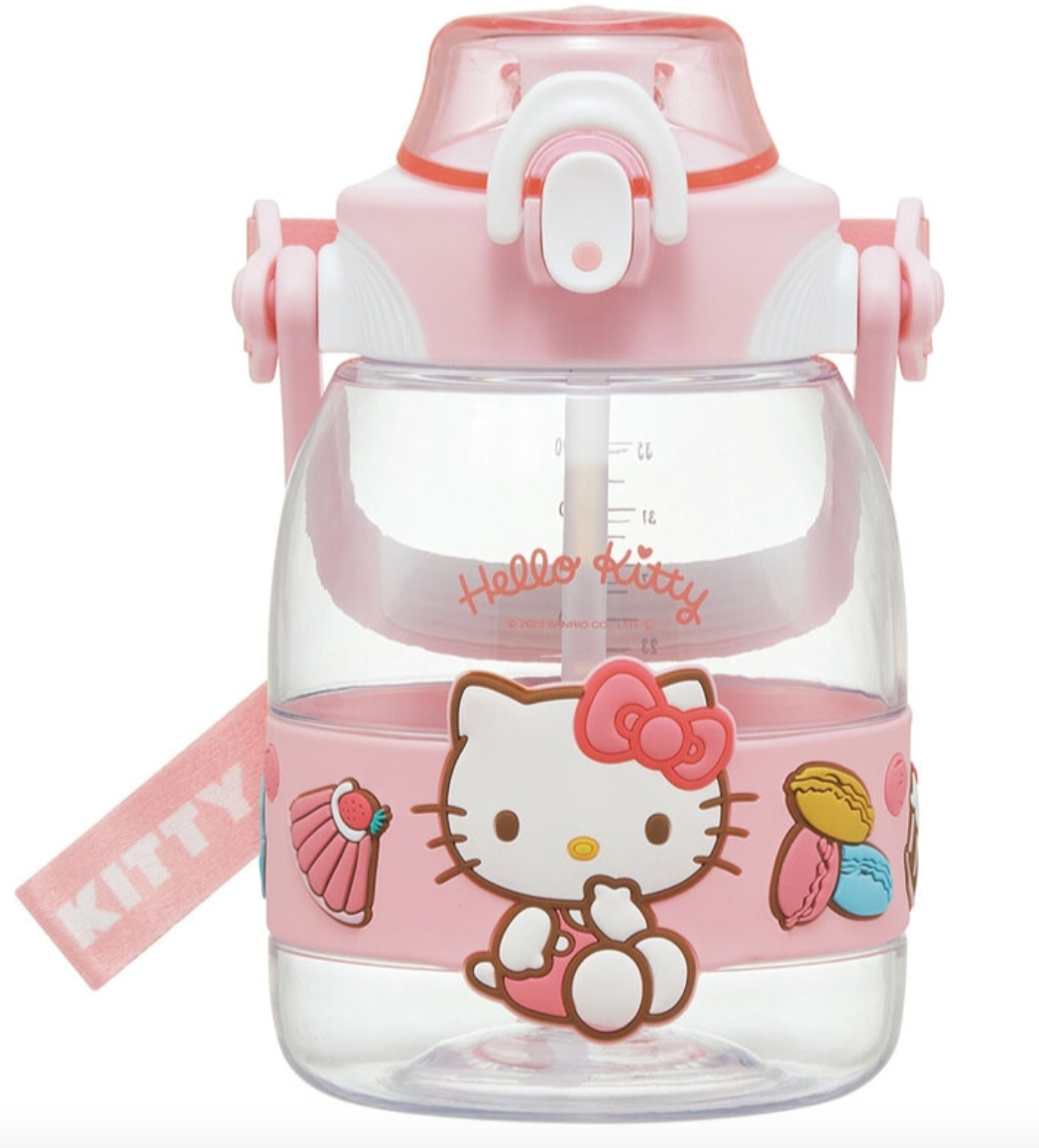 Skater Hello Kitty Portable Straw Water Bottle 1200ml – Shoulder & Hand Carry