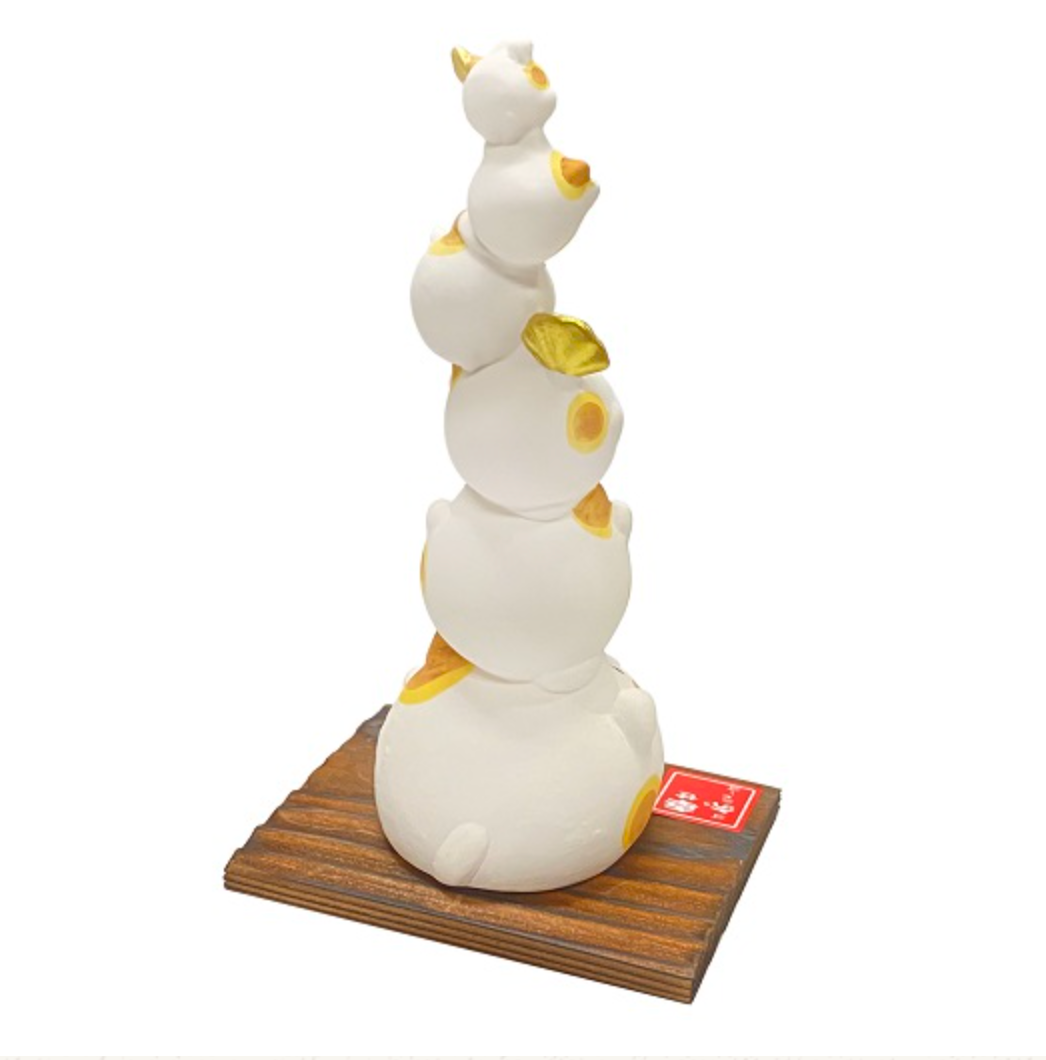 日本 薬師窯 招财猫摆件 好运叠叠乐 H17.5cm×W10cm×D8cm S19-284A