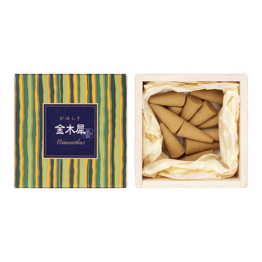Nippon Kodo Incense Cones – Osmanthus (Kinmokusei) – Incense holder included – Pack of 12