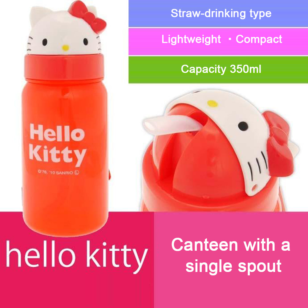 Japan Skater Heat-resistant Resin Hello Kitty Straw Water Bottle，Children's Cup 350ml