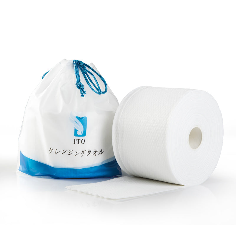 Japan ITO Facial Cotton Tissue, Pearl Cotton Towel, Disposable Cleansing Towel, Large Thick Roll, Wet & Dry 80pcs