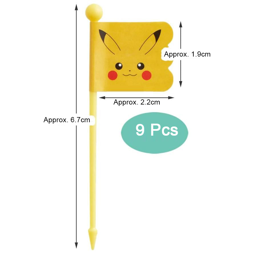 Japan skater Pikachu Bento Decorative Toothpick, Small Flag Cartoon Dinner Plate Decoration, 9 PCS