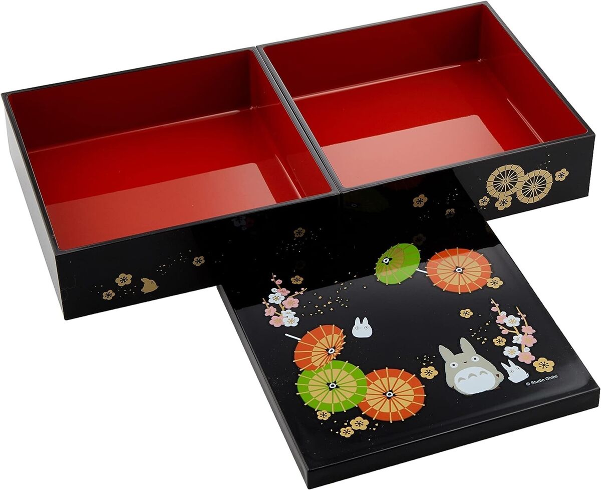 Skater Totoro Bento Box – Sushi Style Two-Tier Lunch Box 15×15×10cm