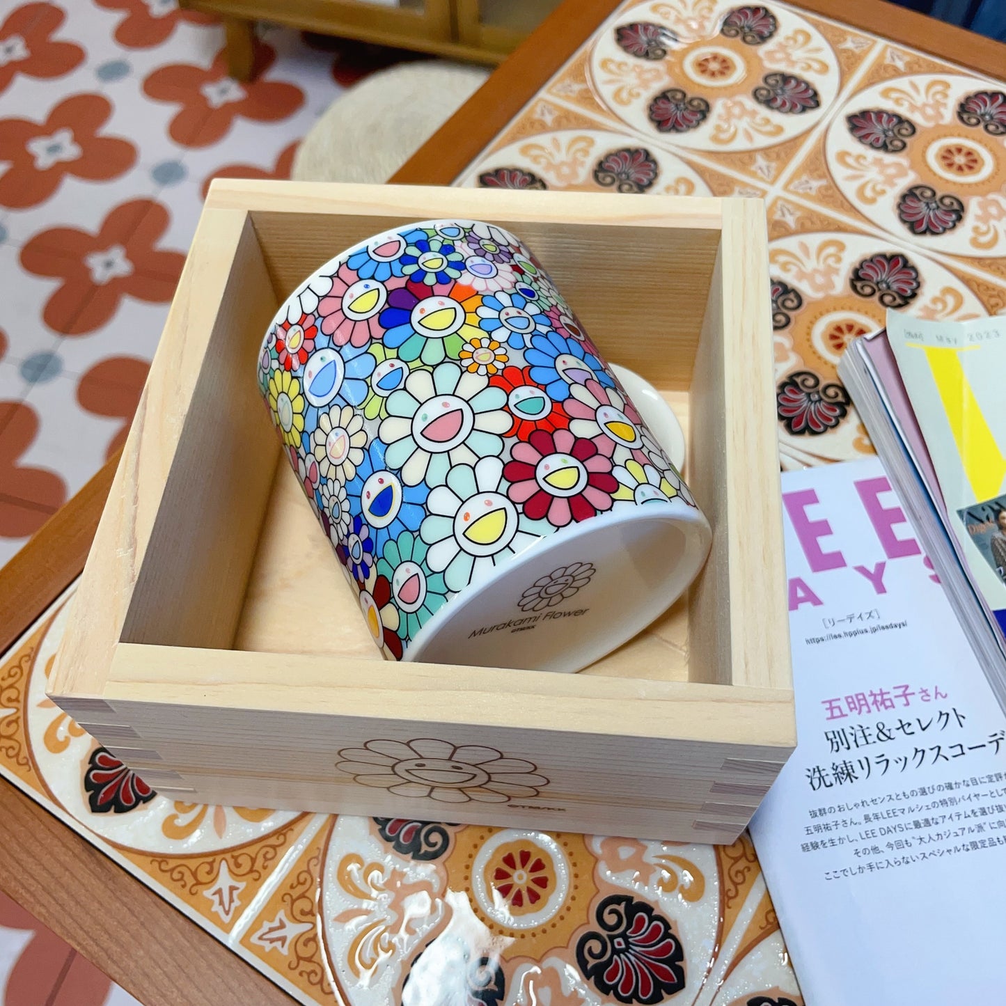 Takashi Murakami Sunflower Storage Box – Creative Wooden Decorative Box(14×14×8cm)