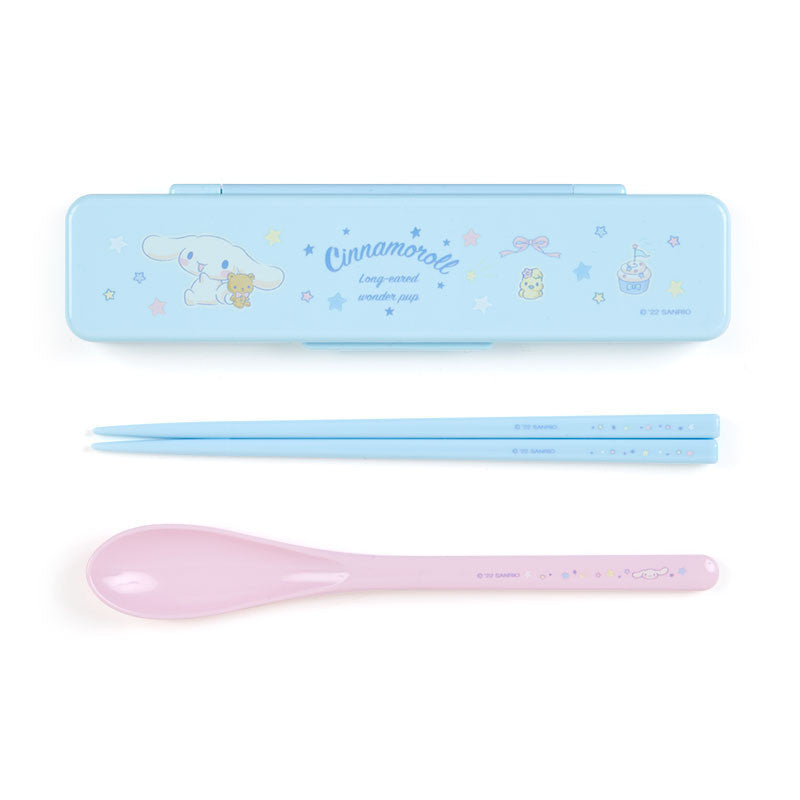 Japan Sanrio Series Cinnamoroll Kids Anti-bacterial Silent Portable Cutlery Set Chopsticks and Spoon Set