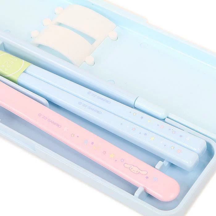 Japan Sanrio Series Cinnamoroll Kids Anti-bacterial Silent Portable Cutlery Set Chopsticks and Spoon Set