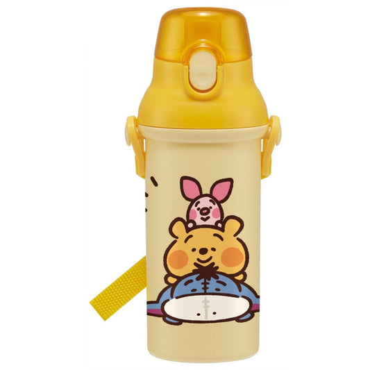 Japan Skater Winnie the Pooh and Friends Pattern Lightweight Kids Student with Shoulder Strap Antibacterial Direct Drinking Water Bottle 480ml