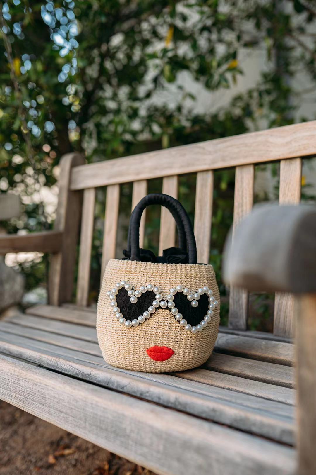 Japan a-jolie Straw Bag Pearl Heart Eyes