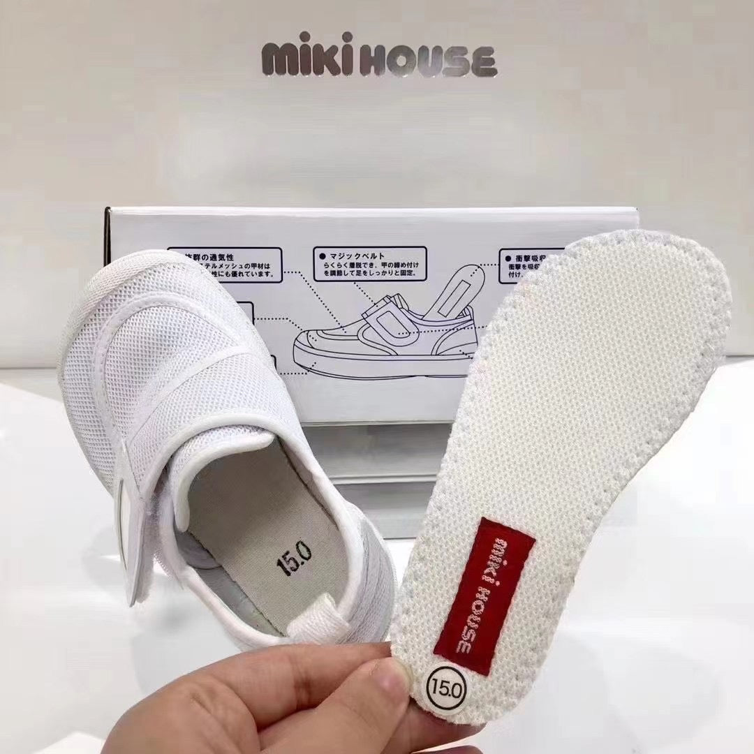 MIKIHOUSE Small White Shoes Made in Japan (14-9408-578) for Babies With High Toes (no box by default)