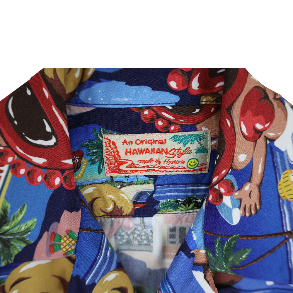 Japan Hysteric Mini Children's Shirt 120cm A SONG VACATION Full Color Pattern Viscotex Open Collar Shirt
