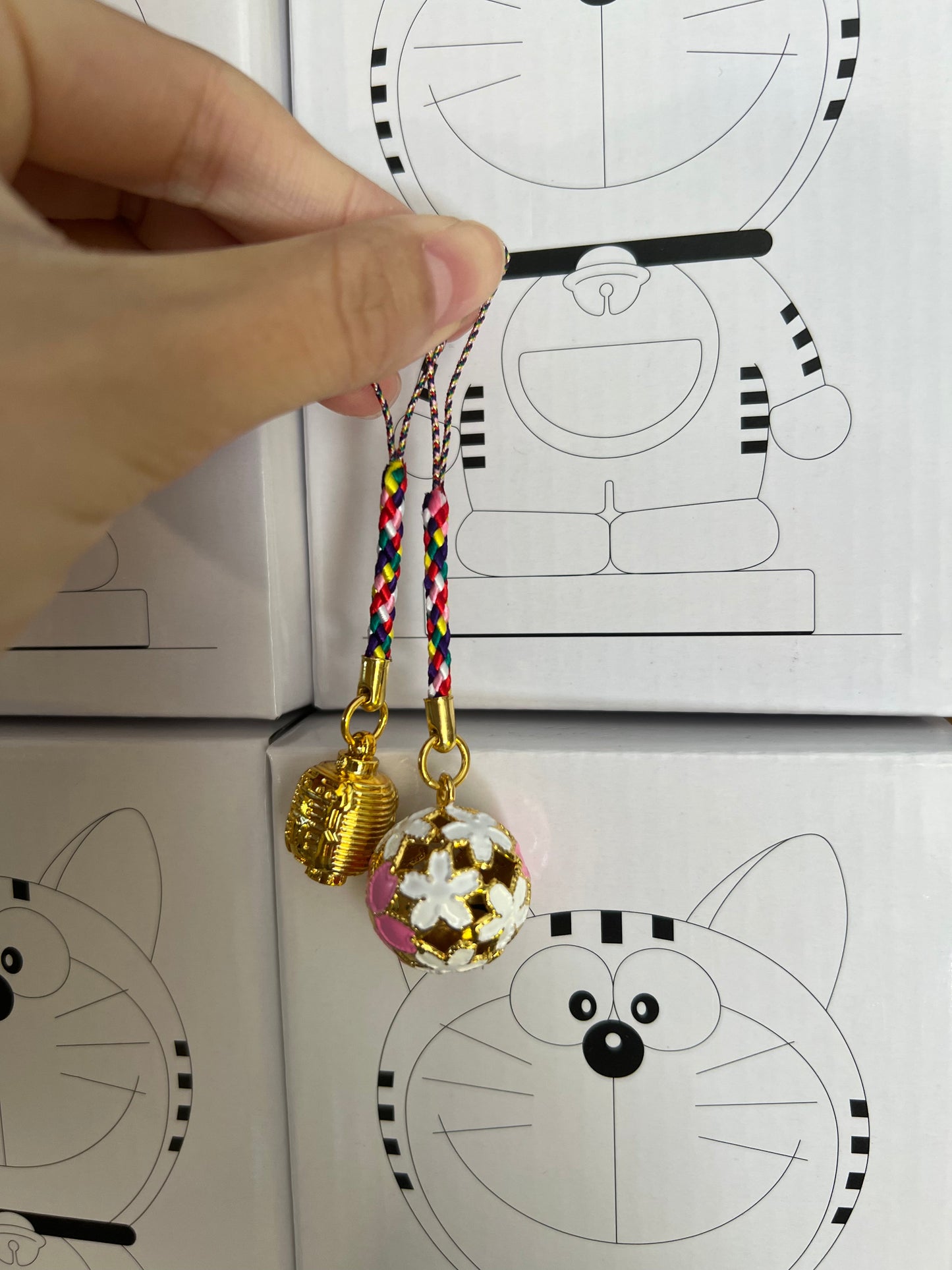 Tokyo Sensoji Temple Omamori | Lucky Sakura Bell Pendant (Golden Lantern+Sakura Bell)