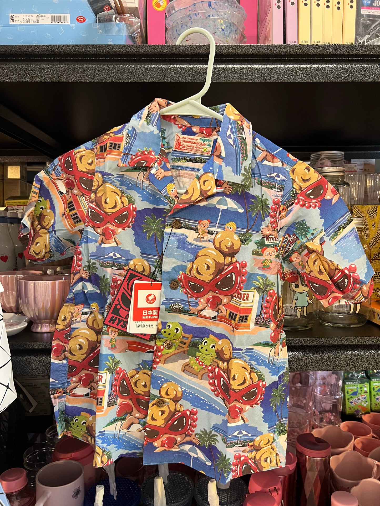 Japan Hysteric Mini Children's Shirt 120cm A SONG VACATION Full Color Pattern Viscotex Open Collar Shirt