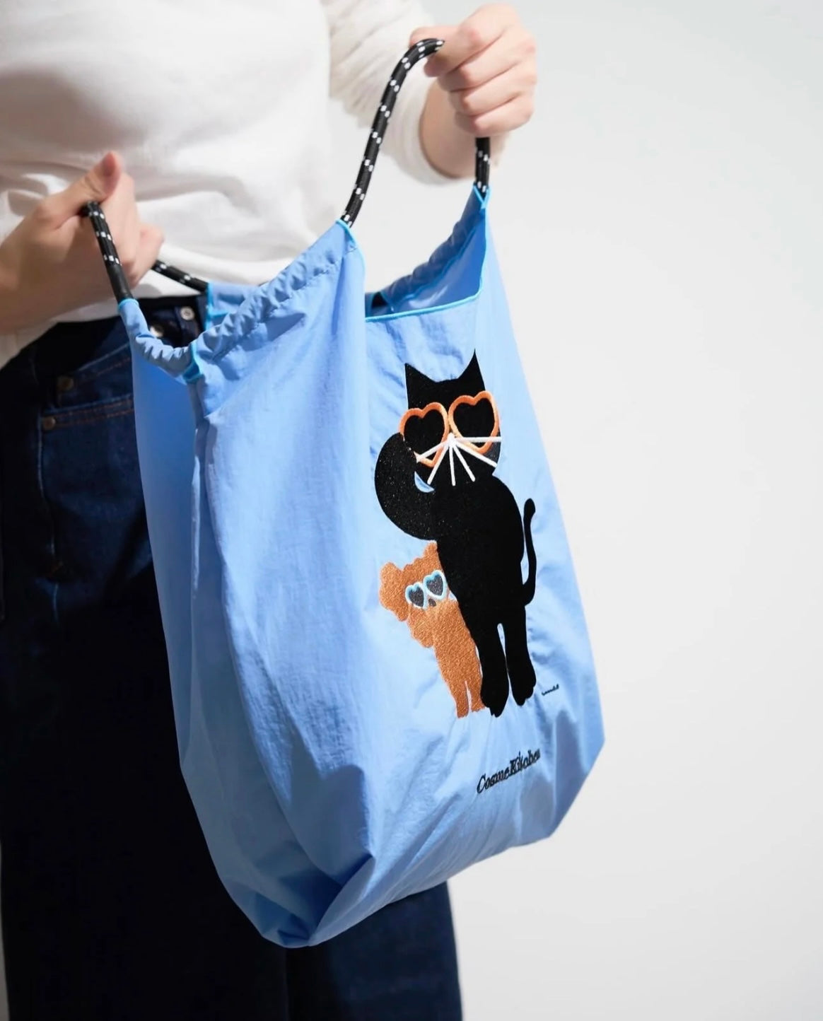 Ball & Chain Japan × Cosme Kitchen Limited Edition Cat Embroidery Eco Tote – Blue/Gray