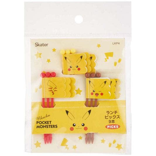 Japan skater Pikachu Bento Decorative Toothpick, Small Flag Cartoon Dinner Plate Decoration, 9 PCS