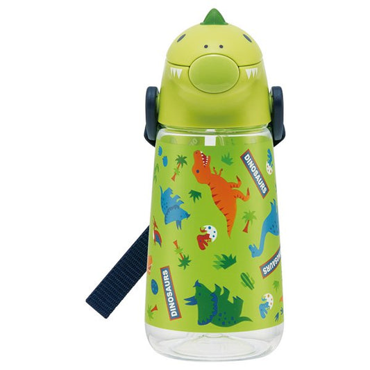 Japan Skater Dinosaur Water Bottle With Straw Heat-resistant Resin 420ml