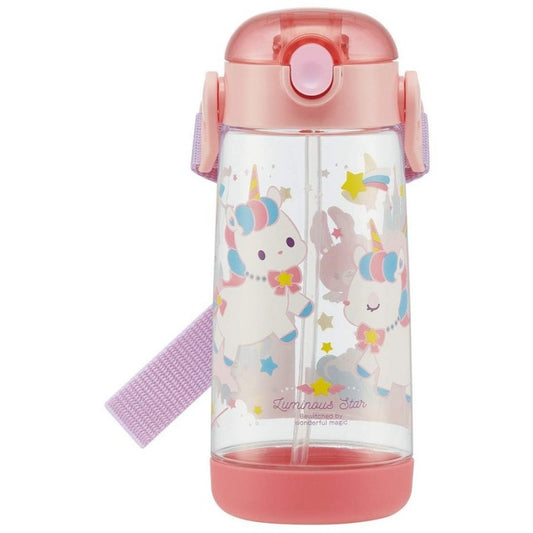 Japan Skater Pegasus Cute Unicorn Straw Water Bottle Heat-resistant Resin 480ml