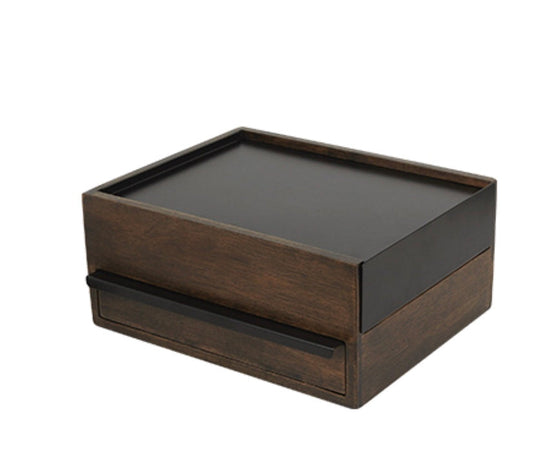 Walnut Wood Jewelry Box with Offset Drawer Design