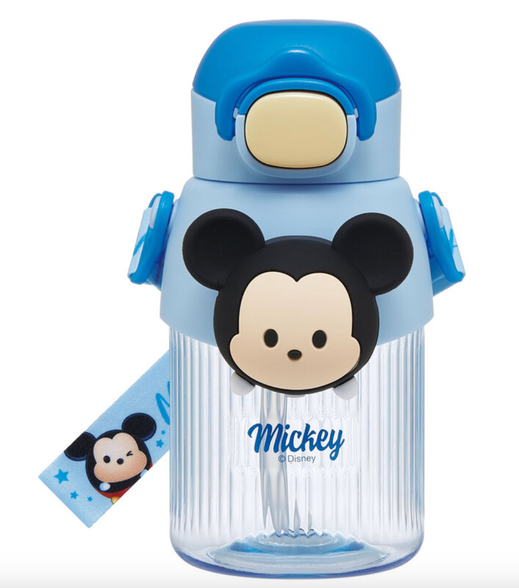Skater Mickey Mouse Kids Straw Bottle 590ml – Blue Dual-Drink Portable Cup