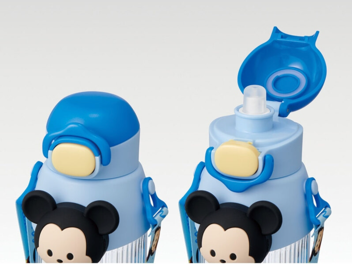 Skater Mickey Mouse Kids Straw Bottle 590ml – Blue Dual-Drink Portable Cup