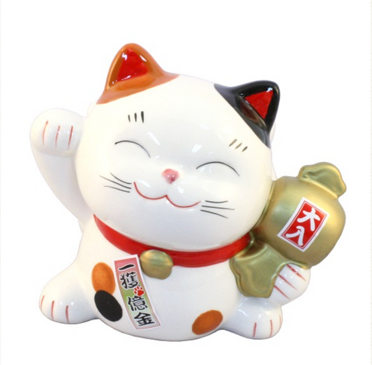 Japan's Chef Kiln Gold Box Lucky Lucky Cat Piggy Bank Lucky Cat Ornament