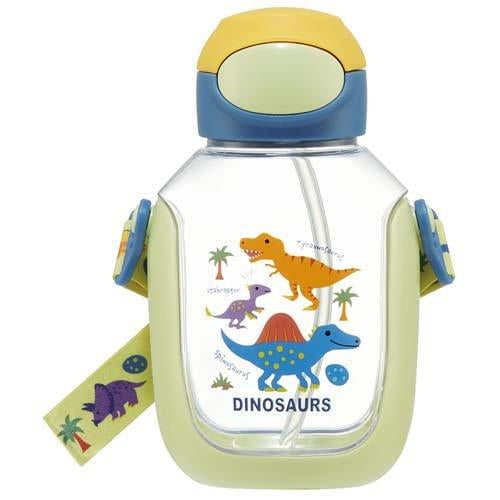 Skater Dinosaur Kids Straw Water Bottle 530ml – Heat-Resistant Resin