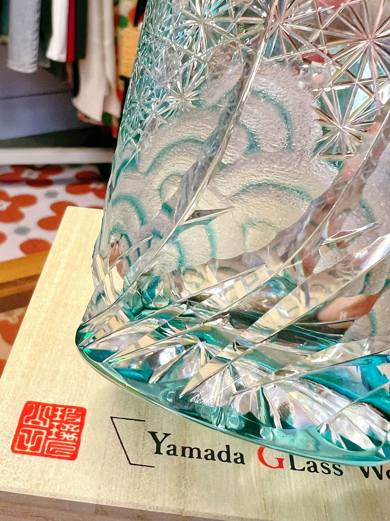 Yamada Edo Kiriko Whiskey Glass – “Ripple” 漣 Series (Amber Green)