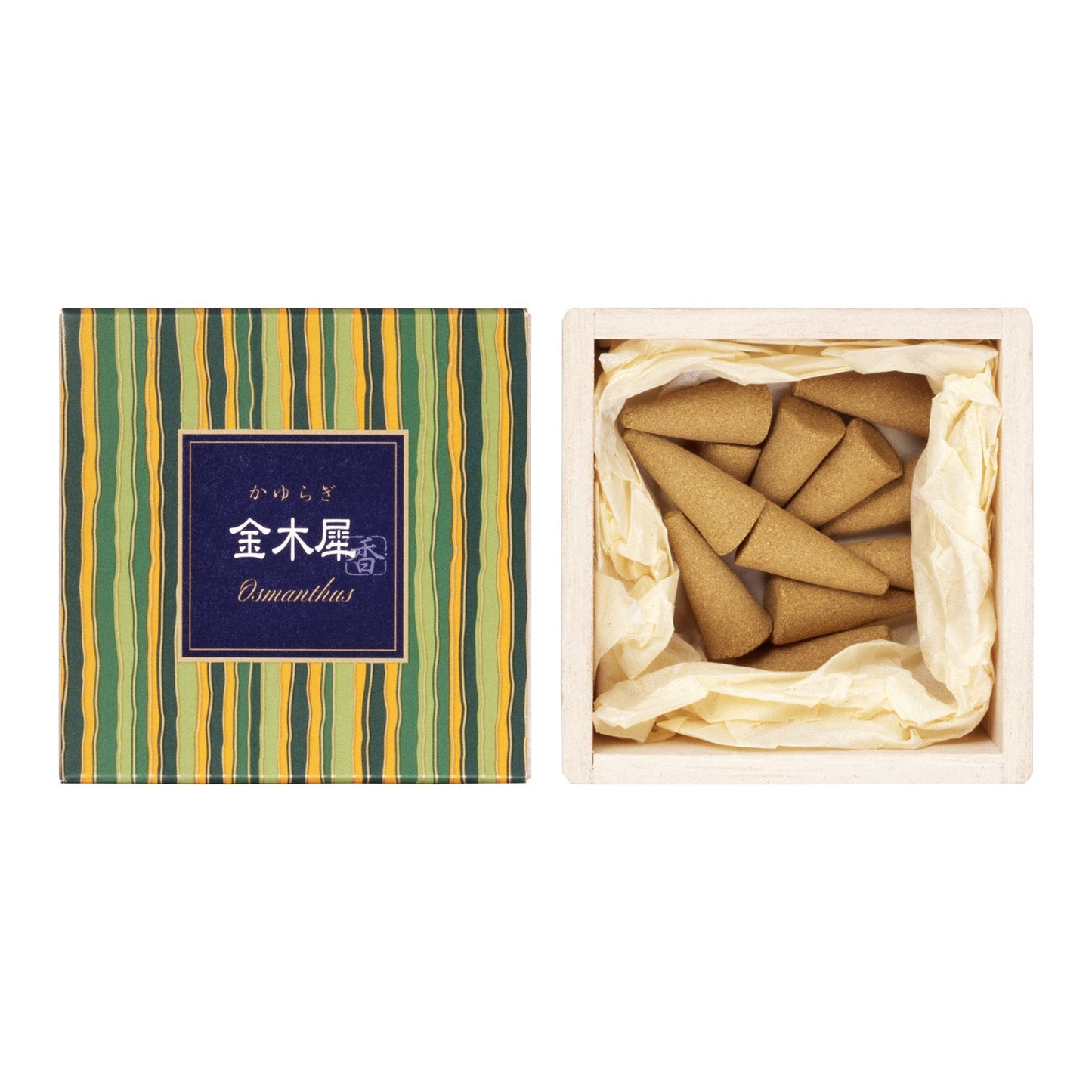 Nippon Kodo Incense Cones – Osmanthus (Kinmokusei) – Incense holder included – Pack of 12