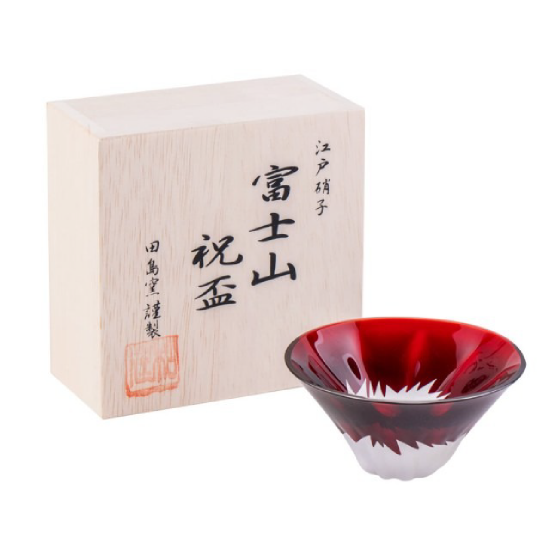 Tajima Glass Mt. Fuji Celebration Cup – Edo Glass, Wooden Gift Box (2 Colors Available)
