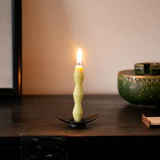 Japan,Nousaku「Wave Light Stand」Cast Brass Candle Holder,Golden Brown