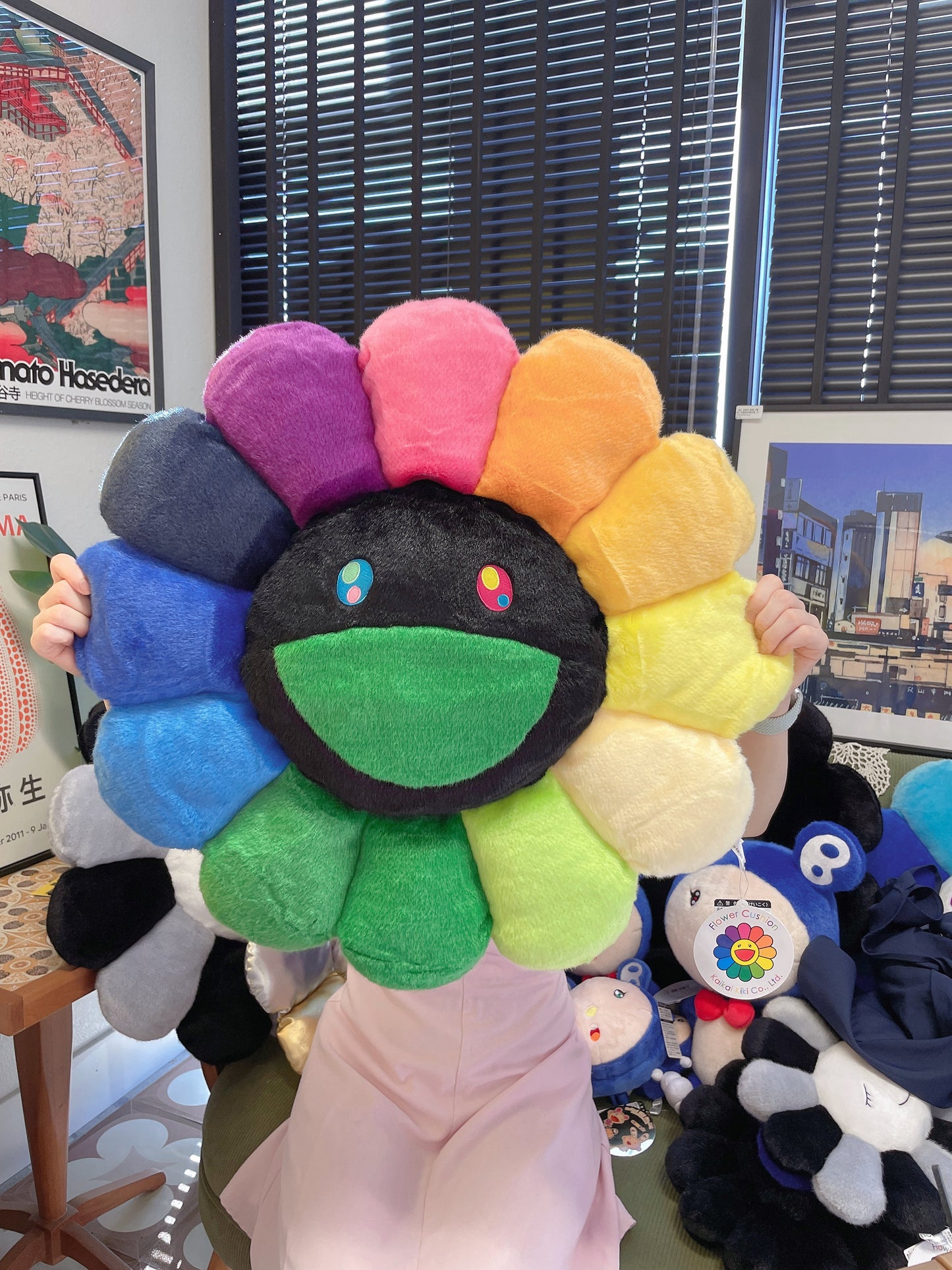 Takashi Murakami Rainbow & Black Sunflower Decorative Pillow 60cm