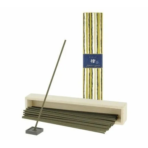Nippon Kodo Kayuragi Incense – Japanese Cypress (Hinoki 檜) (40 sticks with holder)