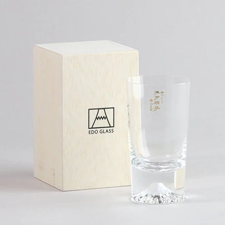 Japan EDO GLASS Mt. Fuji Snow Mountain Glass, Creative Iceberg Glass, Crystal Whiskey Glasses in Wooden Boxes