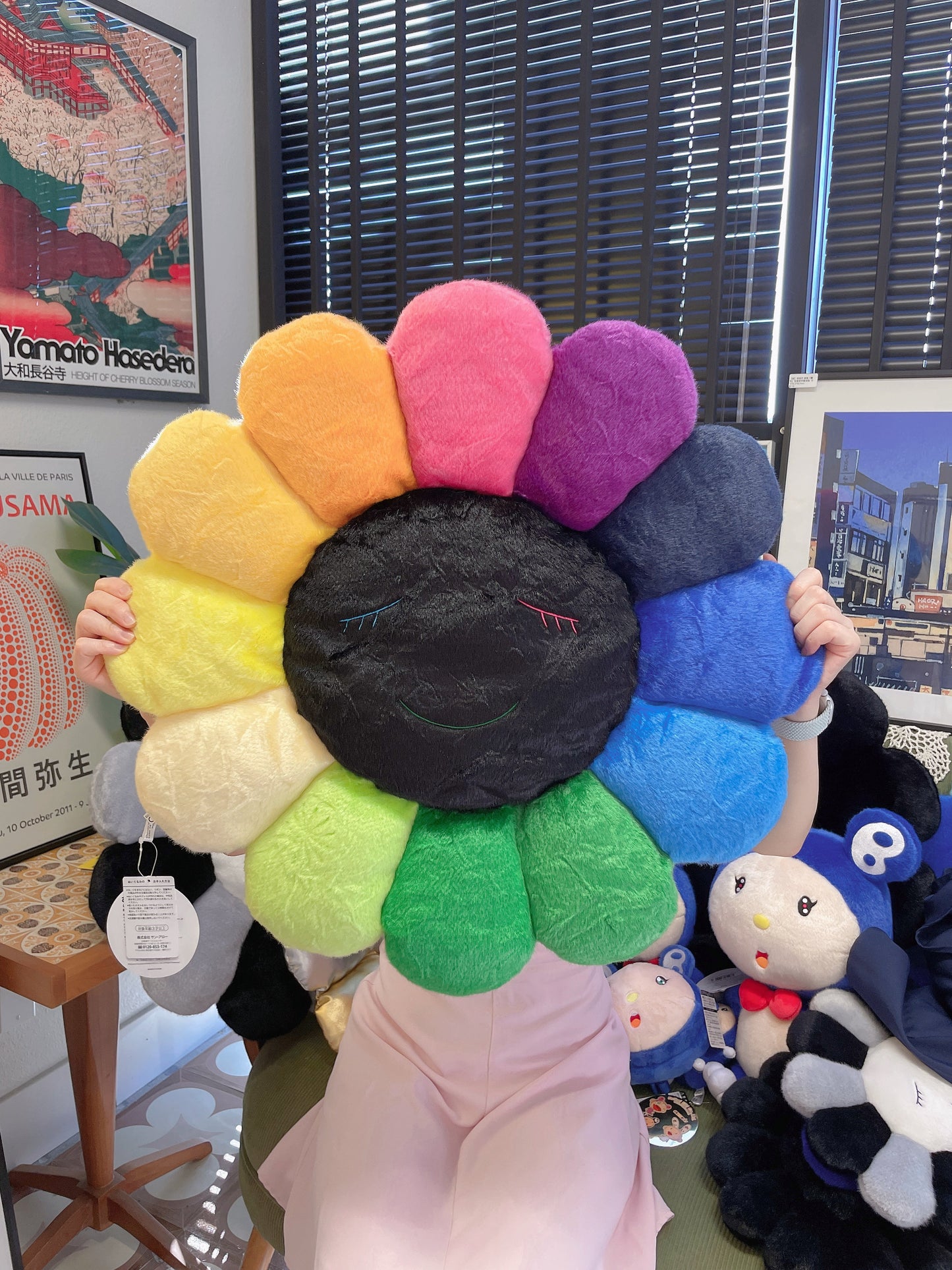 Takashi Murakami Rainbow & Black Sunflower Decorative Pillow 60cm