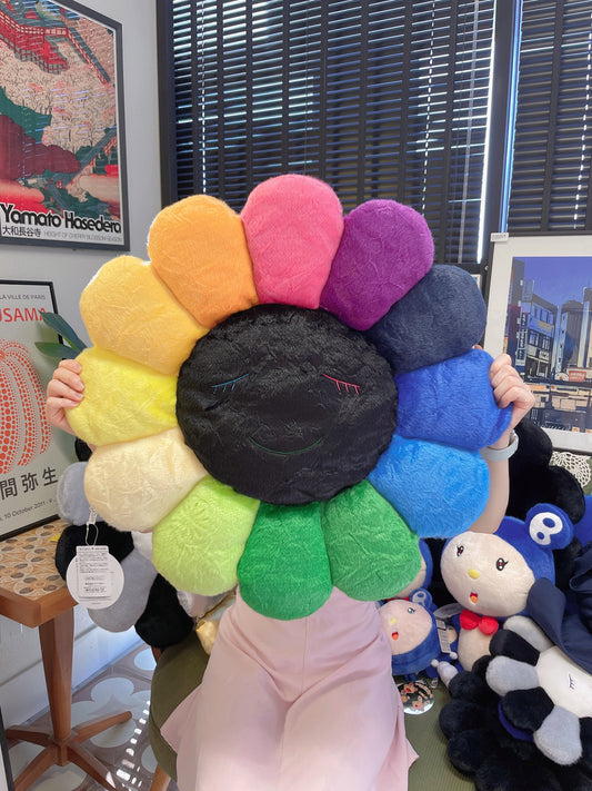 Takashi Murakami Rainbow & Black Sunflower Decorative Pillow 60cm