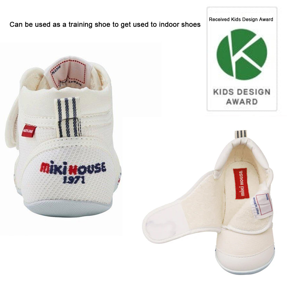 MIKIHOUSE New Double Row Embroidery + Antibacterial Material ，A section of toddler shoes /Award-winning shoes White