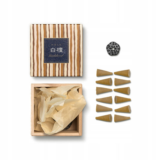 Nippon Kodo Sandalwood Incense Cones (Includes Incense Stand, 12 Pieces)