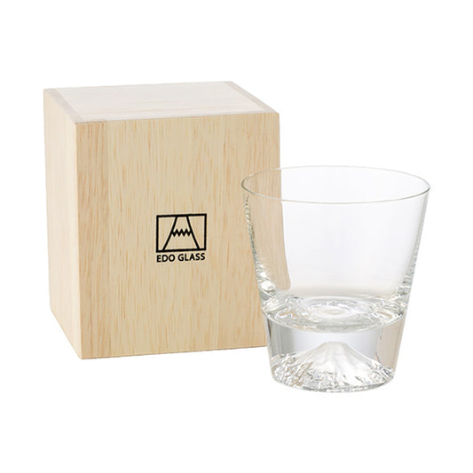 Japan EDO GLASS Mt. Fuji Snow Mountain Glass, Creative Iceberg Glass, Crystal Whiskey Glasses in Wooden Boxes