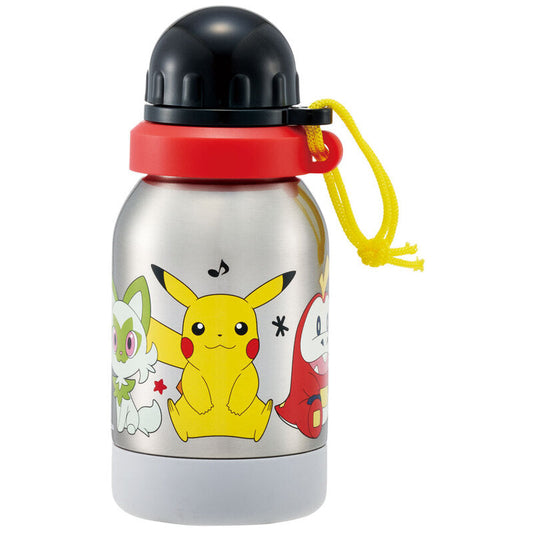 Japan Skater Pikachu Kids Sports Bottle, Stainless Steel Cup Straight Drinking Mug 380ml