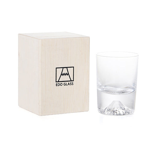 Japan EDO GLASS， Mt. Fuji Snow Mountain Glass, Creative Iceberg Glass, Cold Sake Glass，Wooden Box TG20-015-CS