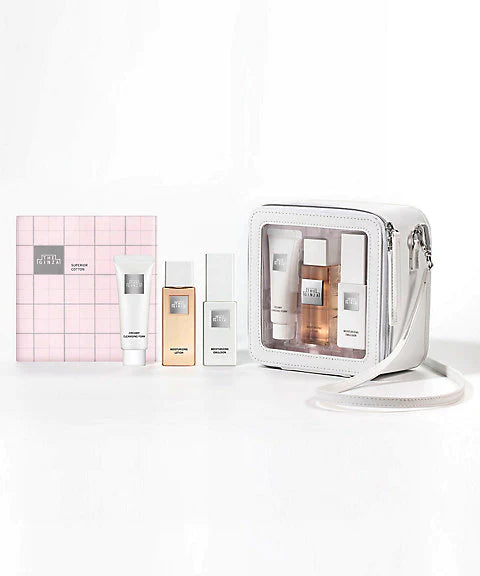 The Ginza Shiseido Ginza，New Travel Set，Toner 50ml+Lotion 40g+Cleanser 30g+Cotton Pads 40pcs+Cosmetic Bag