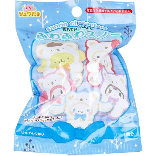 Japan Sanrio Toys Bath Ball,  Soaking Ball, Dissolved with Toys Floating Out[Snowflake Sanrio] 5 PCS Random, Soap Scent