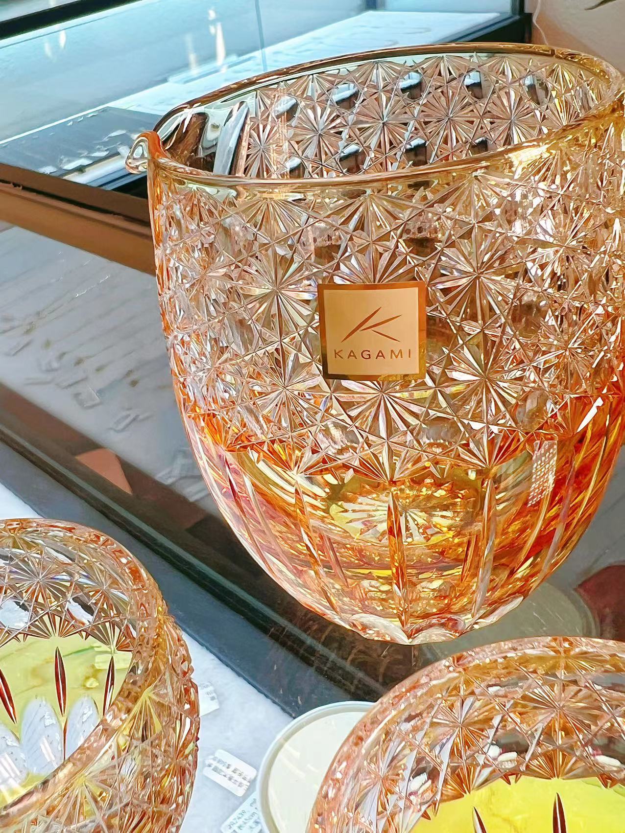 KAGAMI Edo Kiriko Sake Set “Fuuka” – Yellow (JPS69-2979CUM)