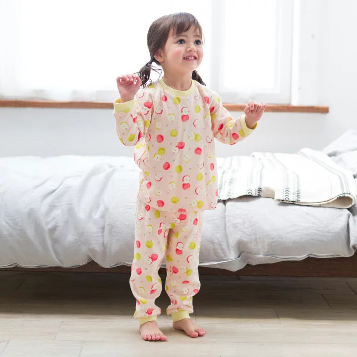 Combi Autumn Lightweight Pajamas – Apple Print with High Waistband