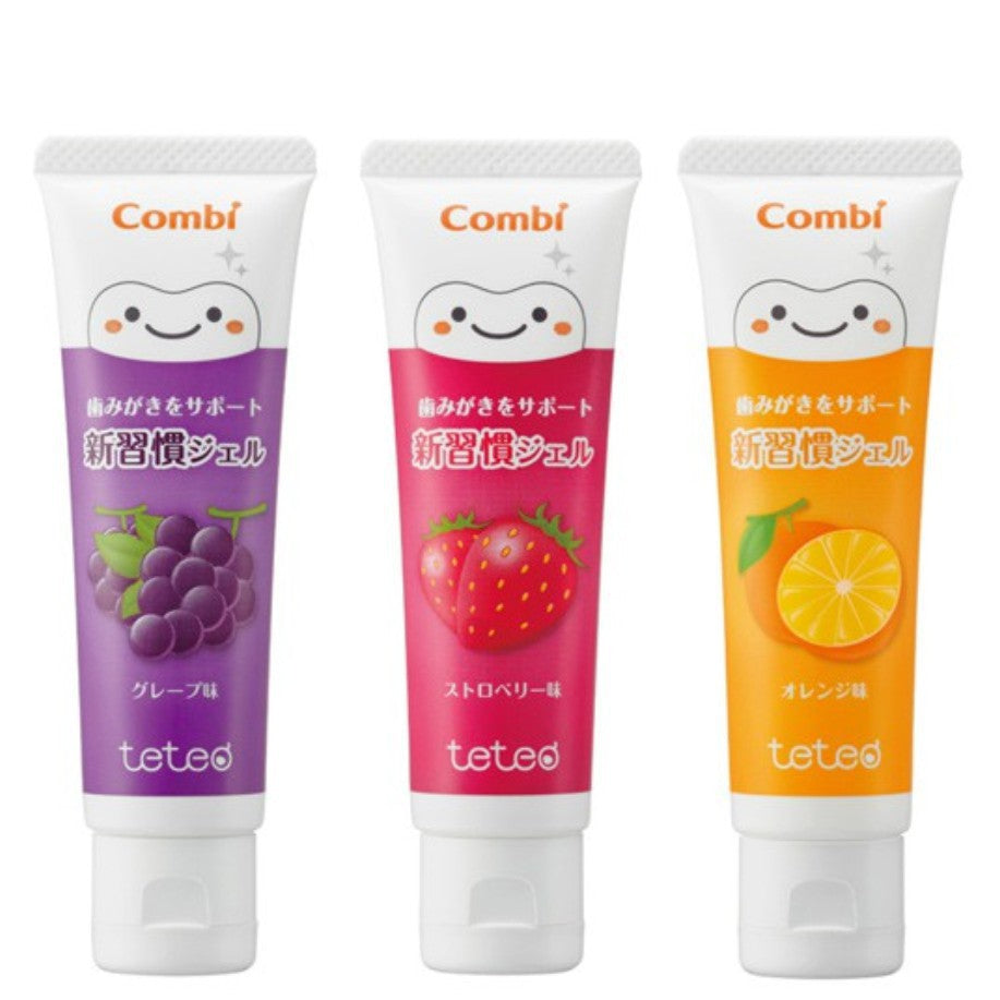 Combi Teteo Kids Fluoride Toothpaste 30g – Strawberry / Orange / Grape (9M+)